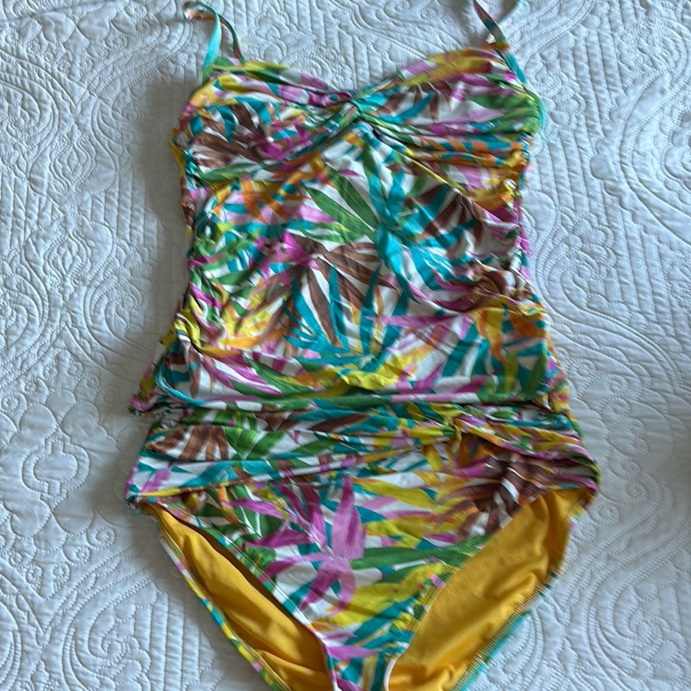 Bleu Rod Beattie Yellow and Green two piece tankini swim suit